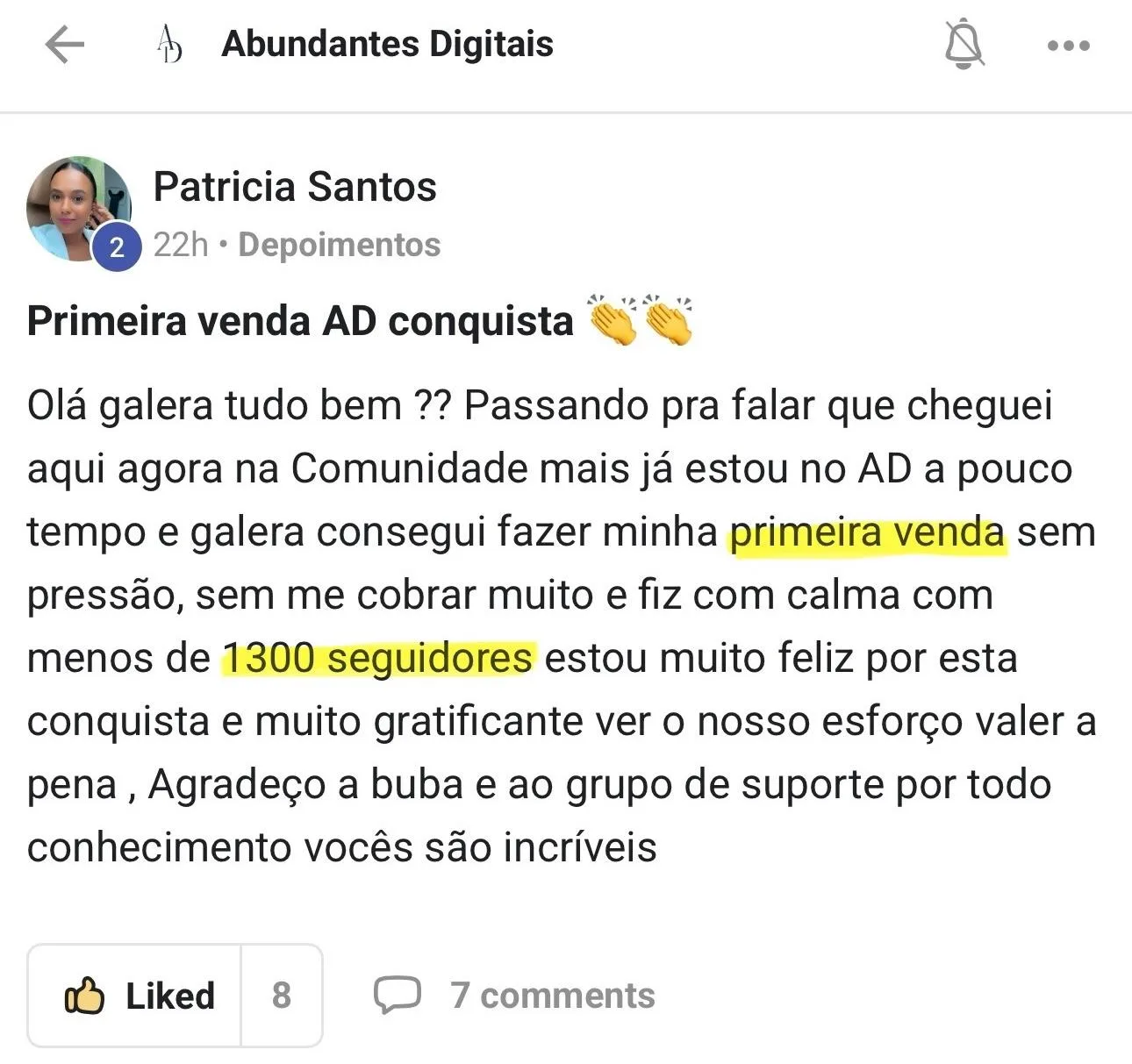Depoimento de aluno do Abundantes Digitais 6